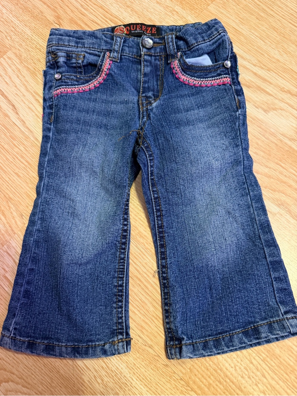 Squeeze Girls Blue Denim Jeans with Pink Trim